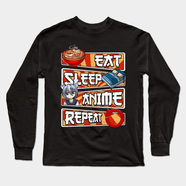 Eat Sleep Anime Repeat Cute Anime Obsessed Long Sleeve T-Shirt by theperfectpresents